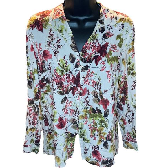 J.Jill Rayon Floral Professional Button up Blouse Sz XS - Picture 1 of 7